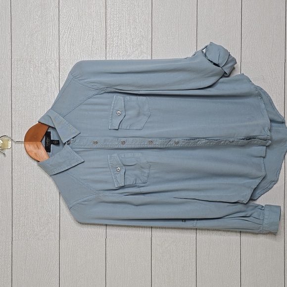 JESSICA SIMPSON | BLUE BUTTON DOWN SHIRT - Picture 1 of 6
